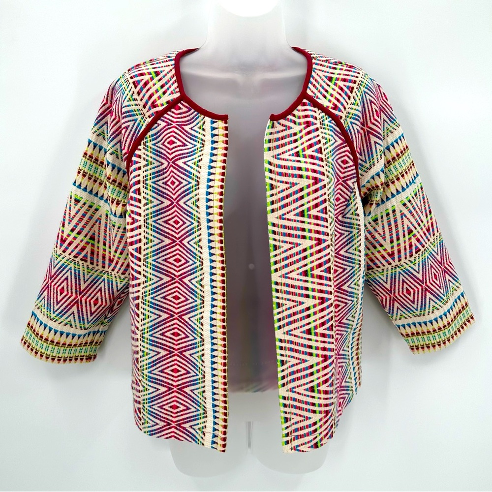 Kut from the Kloth Blazer Jacket Womens S Colorful Tapestry Open Short Length